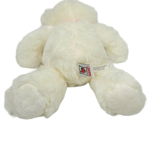 Ganz Cuddles Teddy Bear Plush Pink Heart Bow 12" Stuffed Animal Toy White - Picture 7 of 10